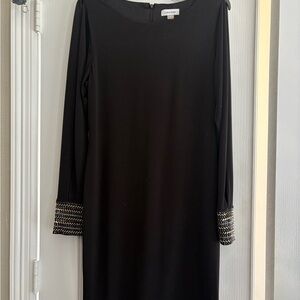Calvin Klein Black Dress with Embellished Sleeves